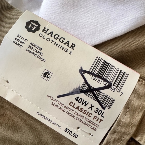Haggar Classic Fit Cargo Stretch Pants Men Size 40X30 New With Tags - Picture 6 of 8